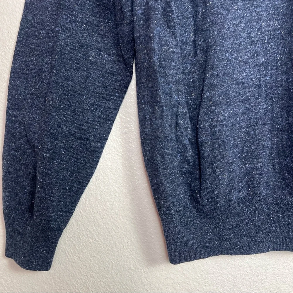 J.CREW Sweater Men’s M Cotton Silk Donegal Henley Pullover Blue‎ Flecked Preppy